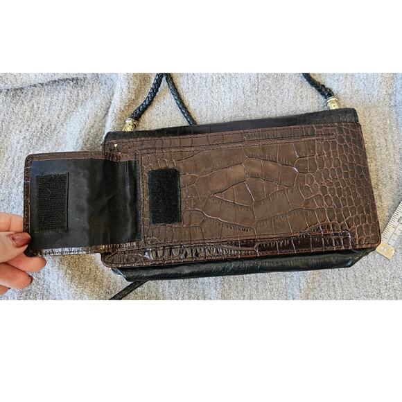 Brighton Leather Croc Embossed Crossbody Shoulder Bag Women Brown Black - Picture 11 of 14